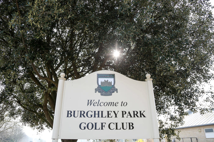 Welcome to Burghley Park sign at the entrance to Padel X Burghley Park