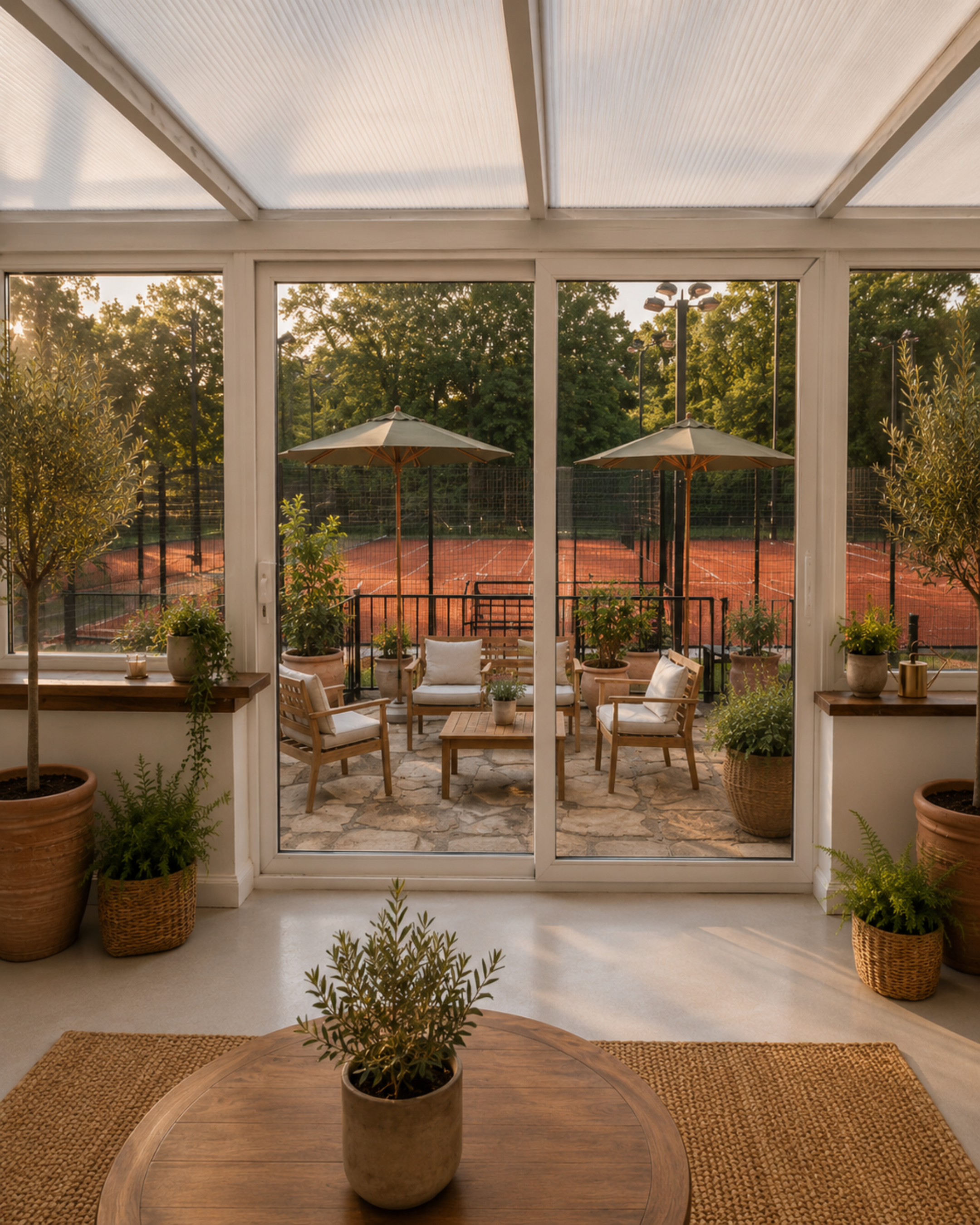 The Orangery at Yetz Café overlooking the Padel X Ponsbourne courts