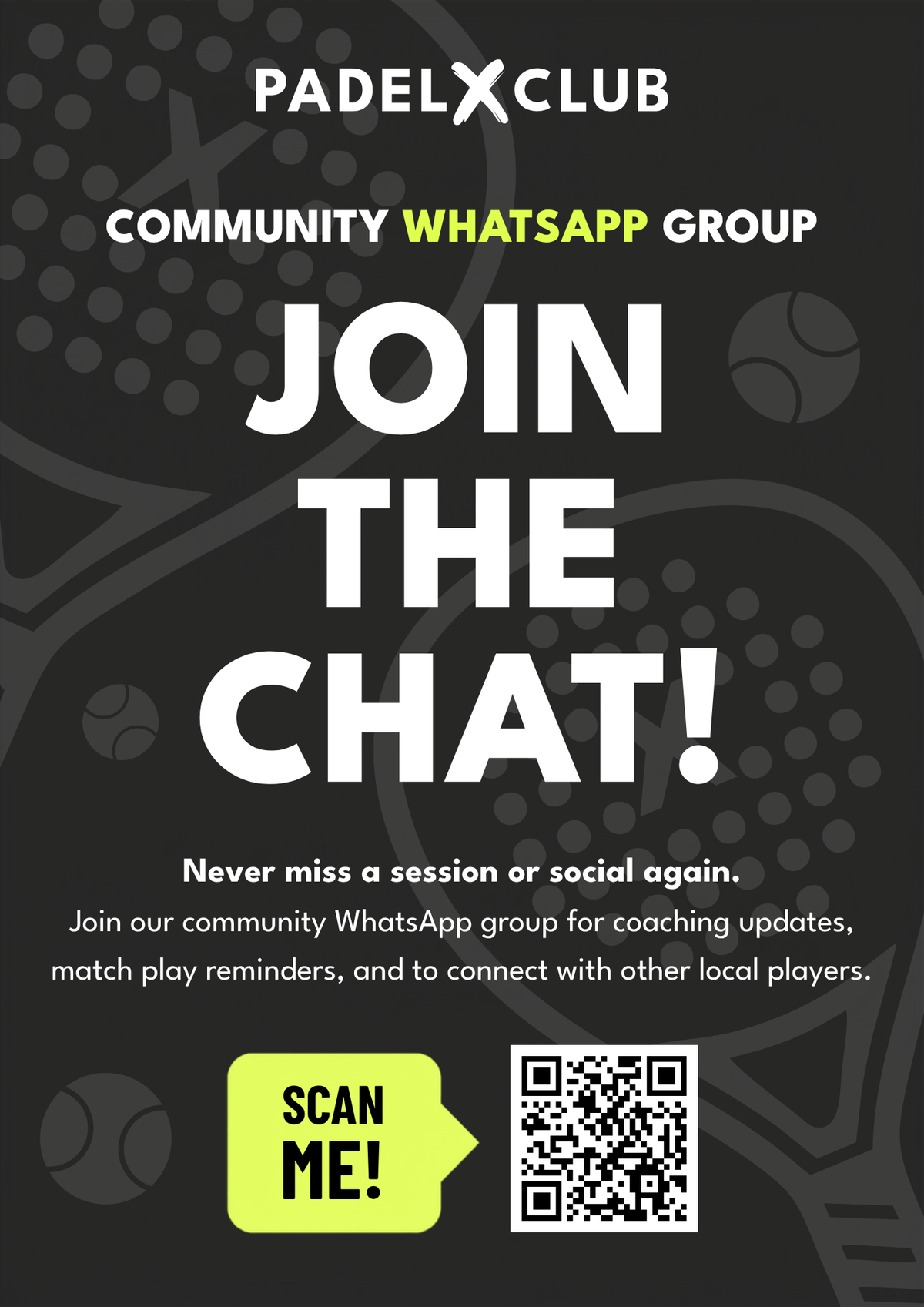 Padel X Burghley Park community WhatsApp group